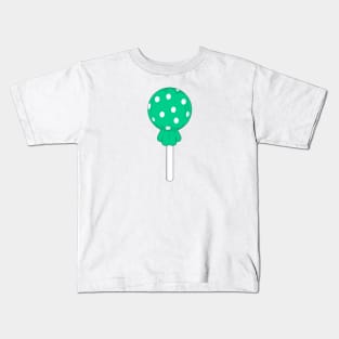 Mint green polka dot lollipop Kids T-Shirt